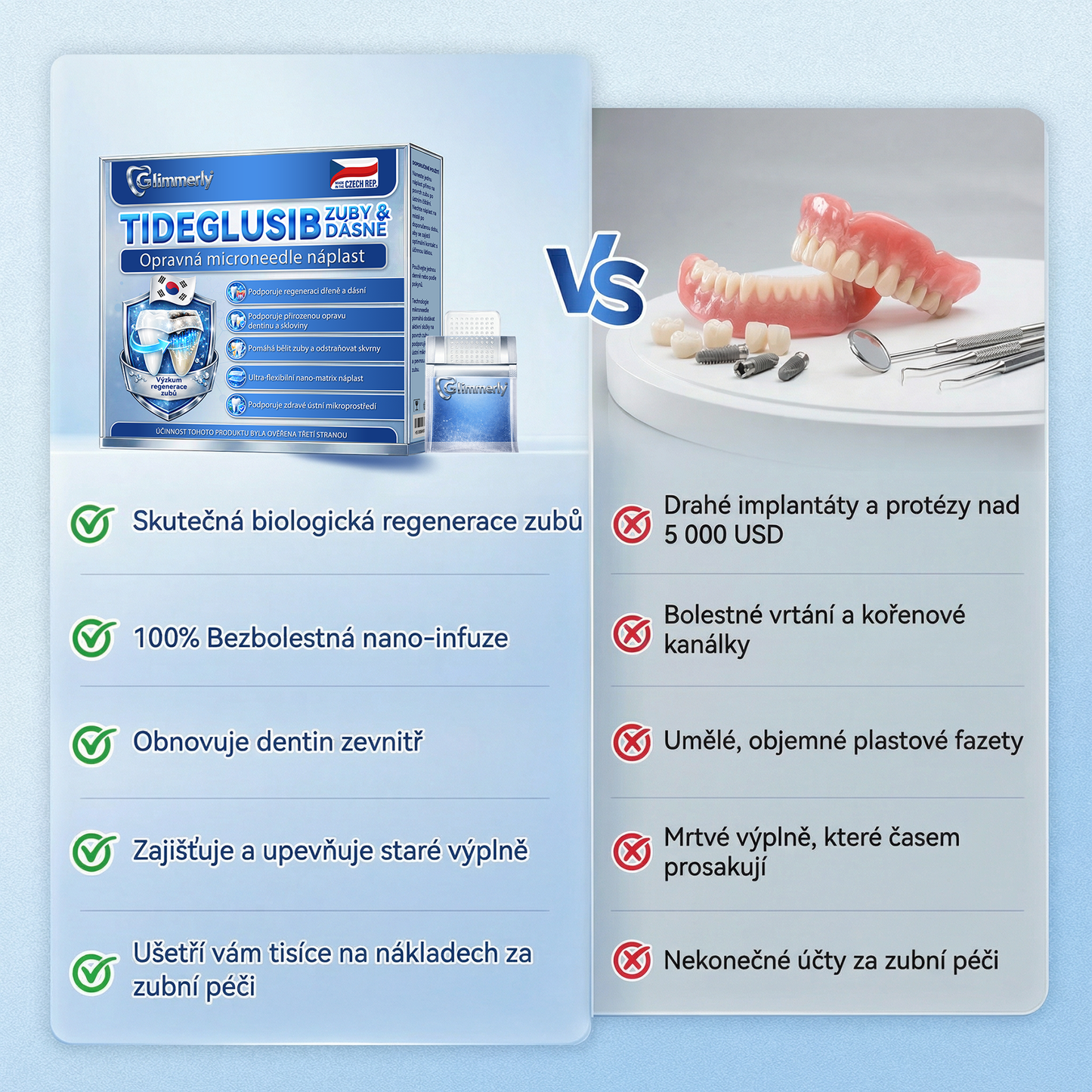 🦷Glimmerly® Microneedle naplast pro opravu zubi a dasni s Tideglusibem  |Pokročilé zubní pásky s aktivací kmenových buněk (obnovuje sklovinu a dentin • posiluje dásně • odstraňuje plak a zápach • zastavuje citlivost zubů) 3.0