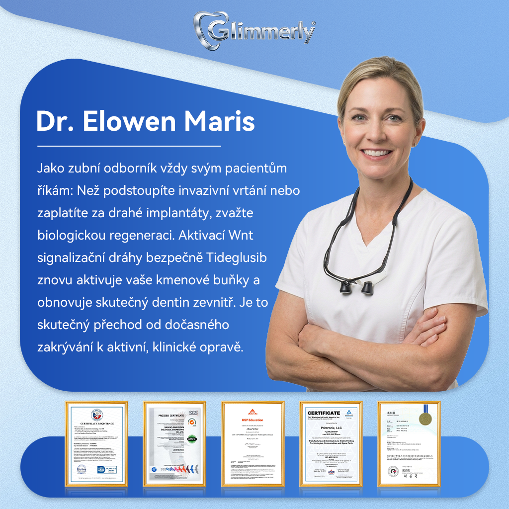 🦷Glimmerly® Microneedle naplast pro opravu zubi a dasni s Tideglusibem  |Pokročilé zubní pásky s aktivací kmenových buněk (obnovuje sklovinu a dentin • posiluje dásně • odstraňuje plak a zápach • zastavuje citlivost zubů) 3.0