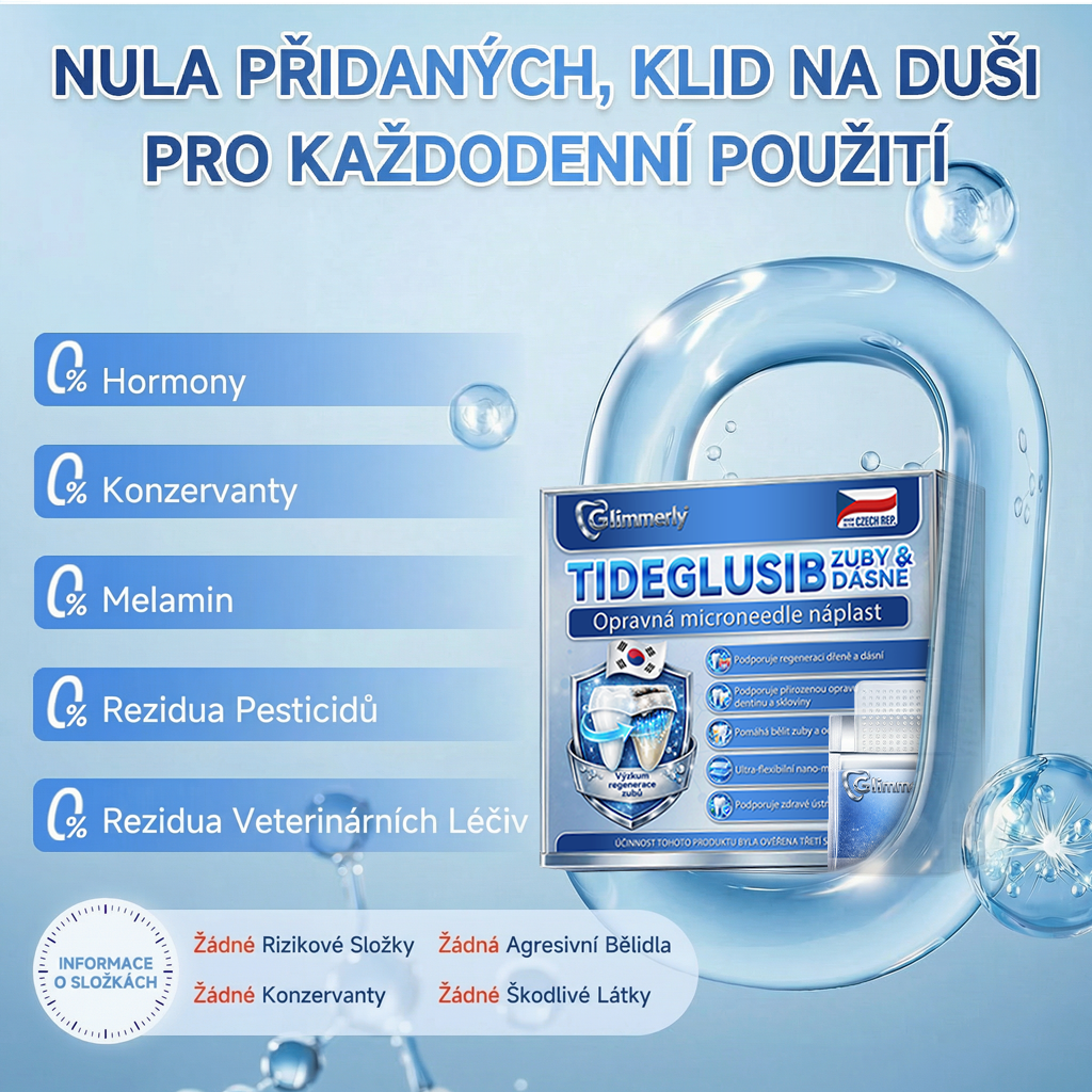 🦷Glimmerly® Microneedle naplast pro opravu zubi a dasni s Tideglusibem  |Pokročilé zubní pásky s aktivací kmenových buněk (obnovuje sklovinu a dentin • posiluje dásně • odstraňuje plak a zápach • zastavuje citlivost zubů) 3.0